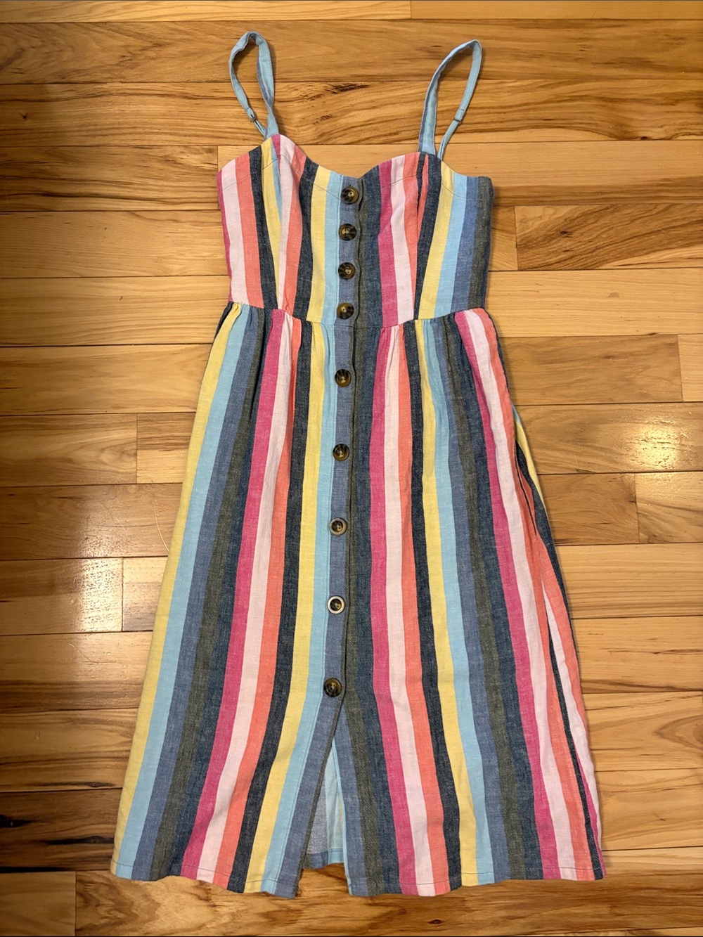 Abercrombie & Fitch Multi-Stripe Button-Front Sundress